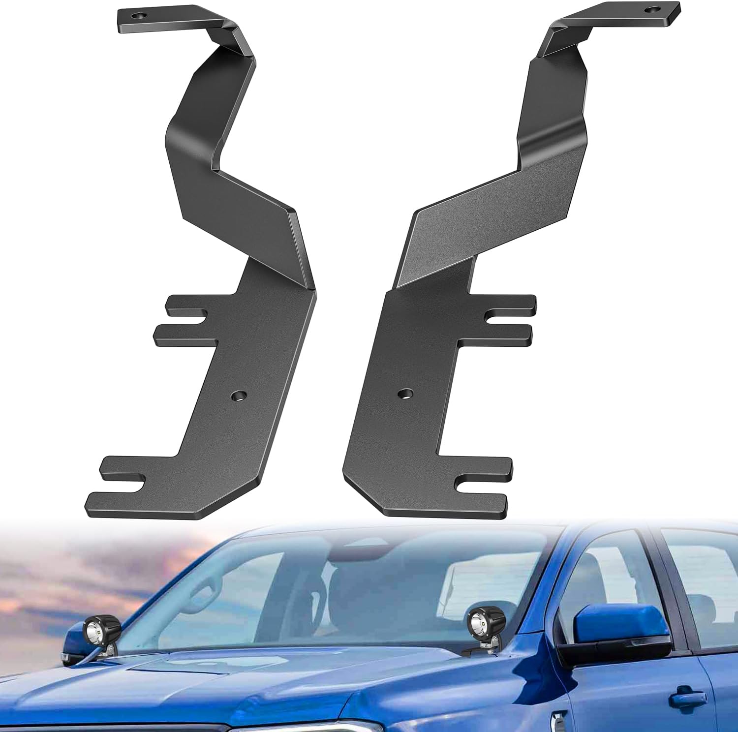 Ditch Light Brackets Hood Hinges Mount Bracket Kit for Auxiliary Offroad LED Pods Work Lighting on Ford F-250 F-350 F-450 F-550 Super Duty 2017 2018 2019 2020 2021 2022