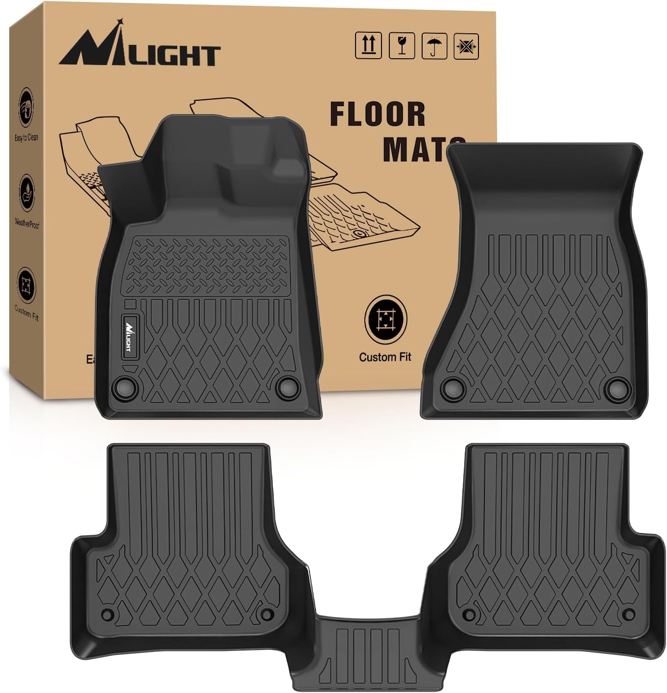 TPE Floor Mats for Audi A6 S6 A6 Quattro 2012 2013 2014 2015 2016 2017 2018, All Weather Custom Fit Heavy Duty Floor Liners