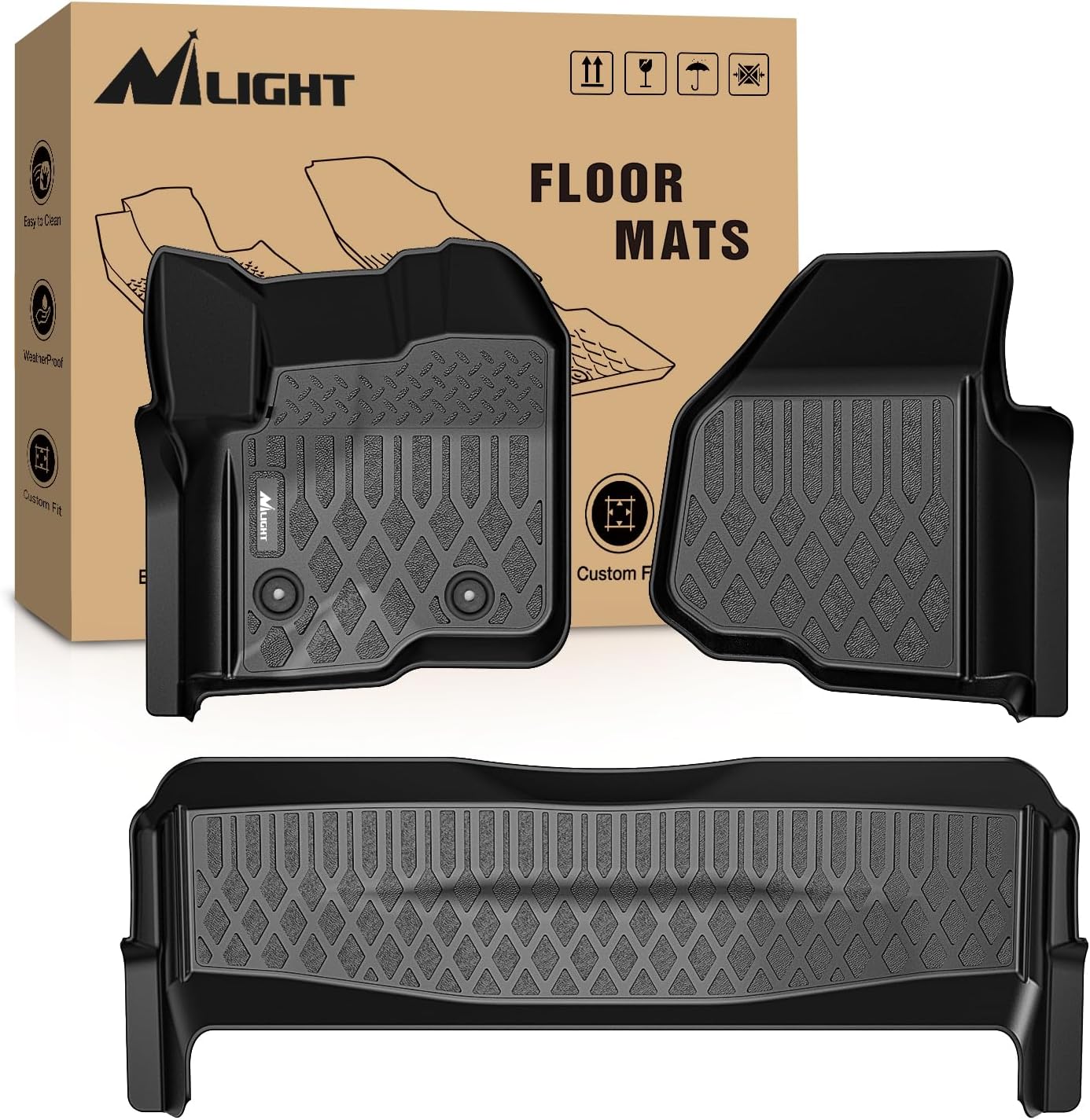 TPE Floor Mats for Ford F250 F350 F450 SuperCrew Crew Cab 2012 2013 2014 2015 2016 All Weather Custom Fit Heavy Duty Floor Liners