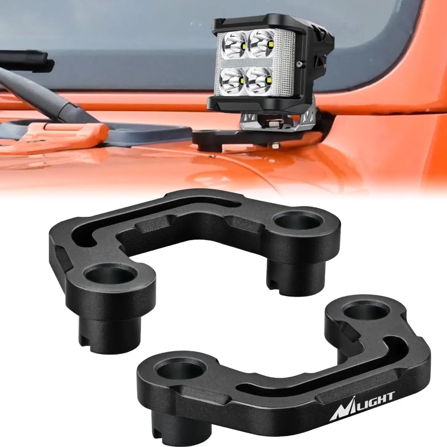 Front A-Pillar Hood Cowl Mounts For 2018 2019 2020 2021 2022 2023 Jeep Wrangler JL/JLU 2020 2021 2022 2023 Gladiator JT