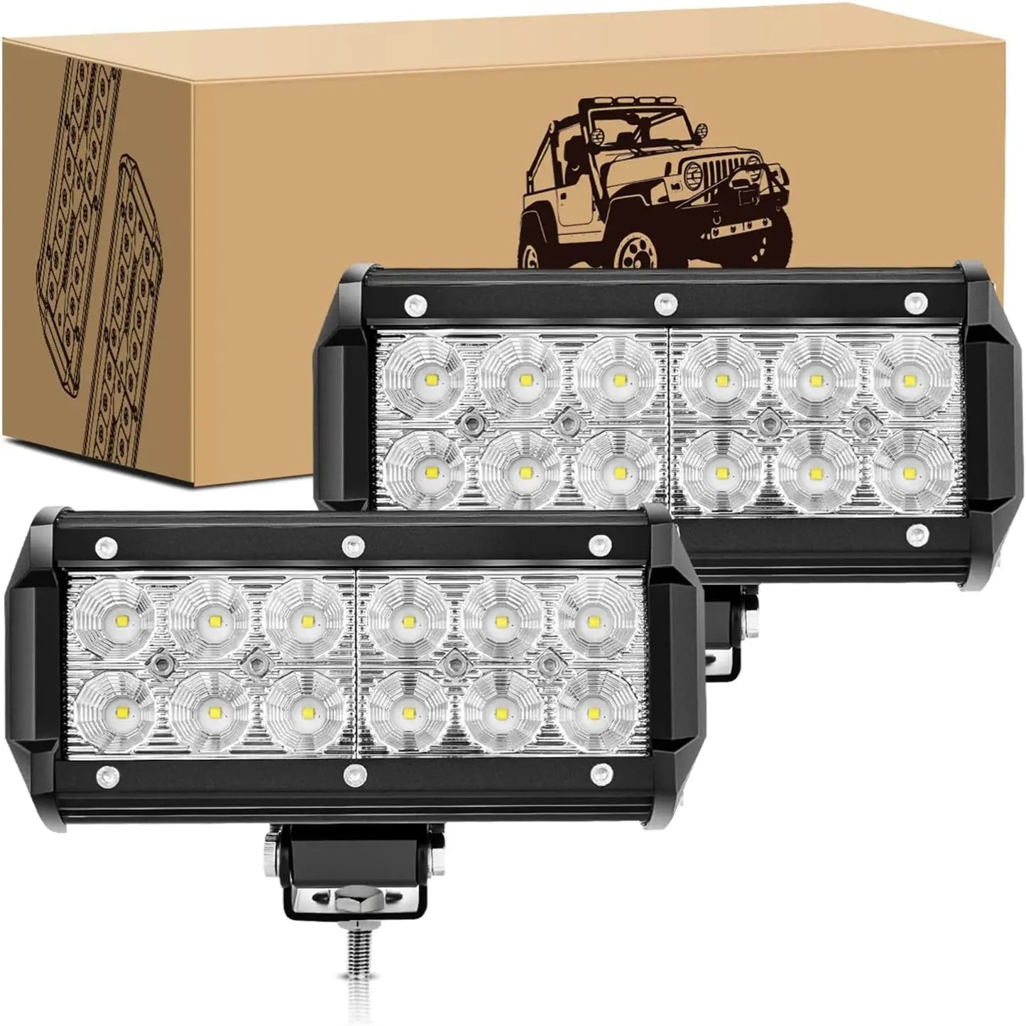 LED Light Pods 2PCS 36W 6.5Inch LED Light Bar Flood 2520lm LED Fog Lights Off Road Light Driving Working Light for Truck Golf Cart SUV ATV UTV Boat (0607F-B)