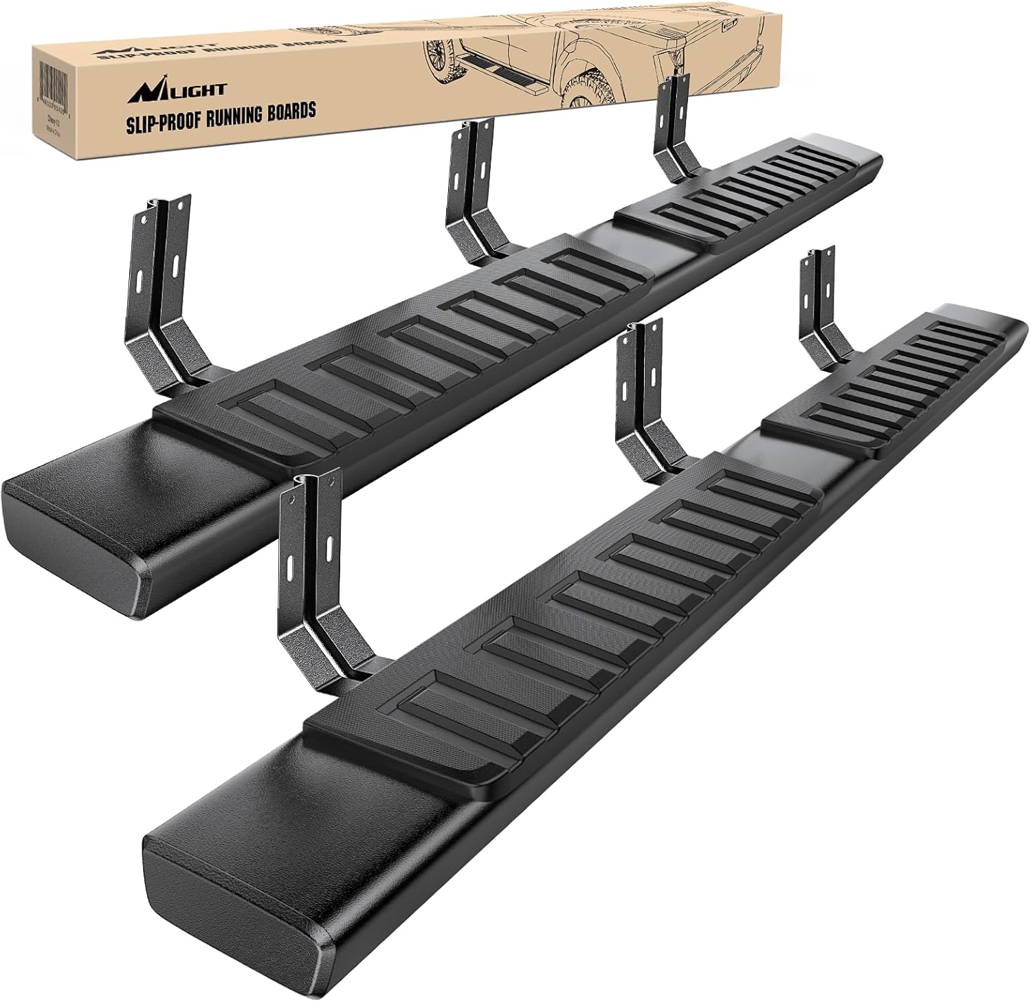 Running Boards for 1999-2016 Ford F-250 F-350 F450 F550 Super Duty Crew Cab 4 Full Size Doors 6 Inch Side Step Nerf Bars Black
