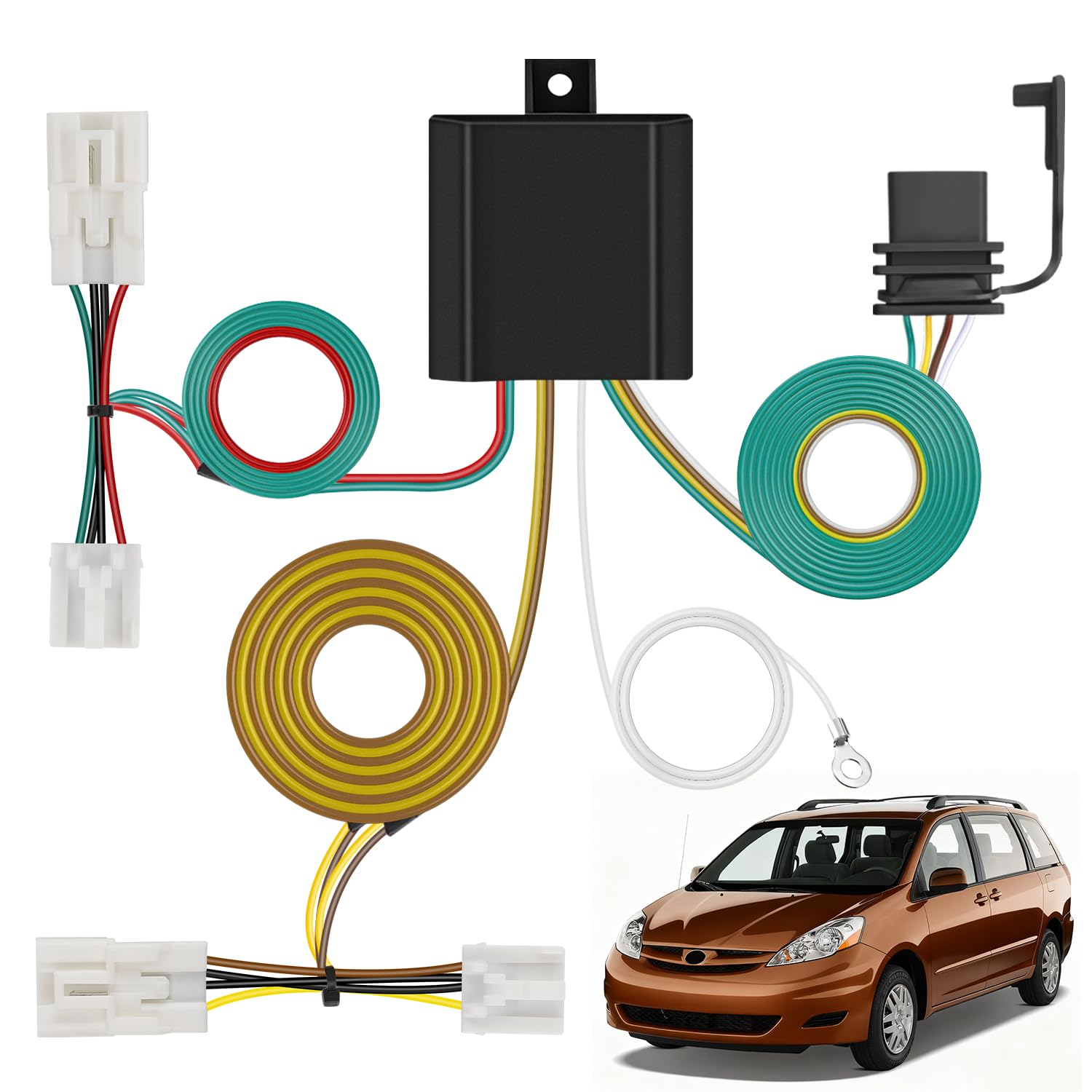 4 Pin Trailer Wiring Harness Kit 55580 Vehicle Standard 4 Way Connector Custom for 2004 2005 2006 2007 2008 2009 2010 Toyota Sienna Simple Fit Hitch Harness