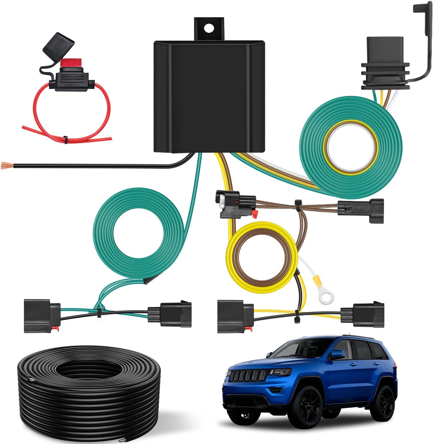 4 Pin Trailer Wiring Harness Kit 56426 Vehicle Standard 4 Way Connector Custom for 2014 2015 2016 2017 2018 2019 2020 2021 Jeep Grand Cherokee 2022 Grand Cherokee WK Simple Fit Hitch