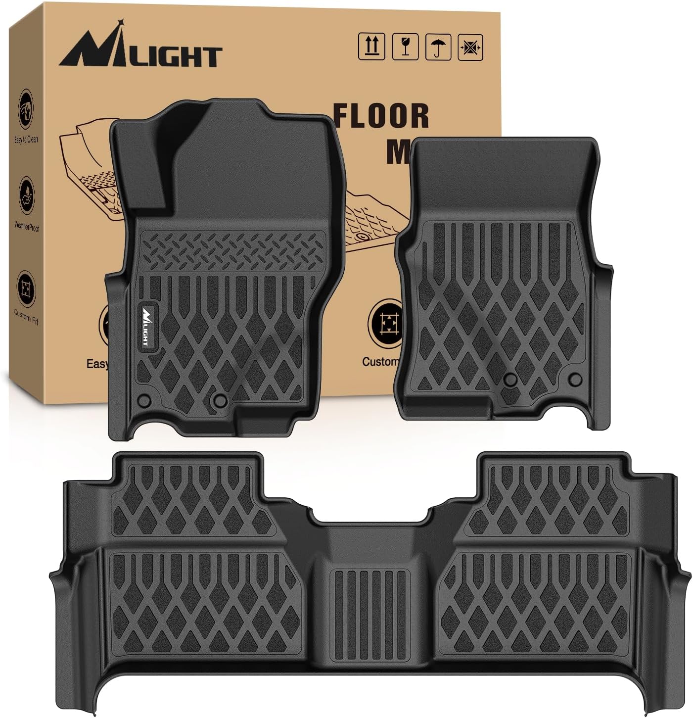 TPE Floor Mats for Nissan Frontier Crew Cab 2022 2023 2024 2025 2026 All Weather Custom Fit Heavy Duty Floor Liners