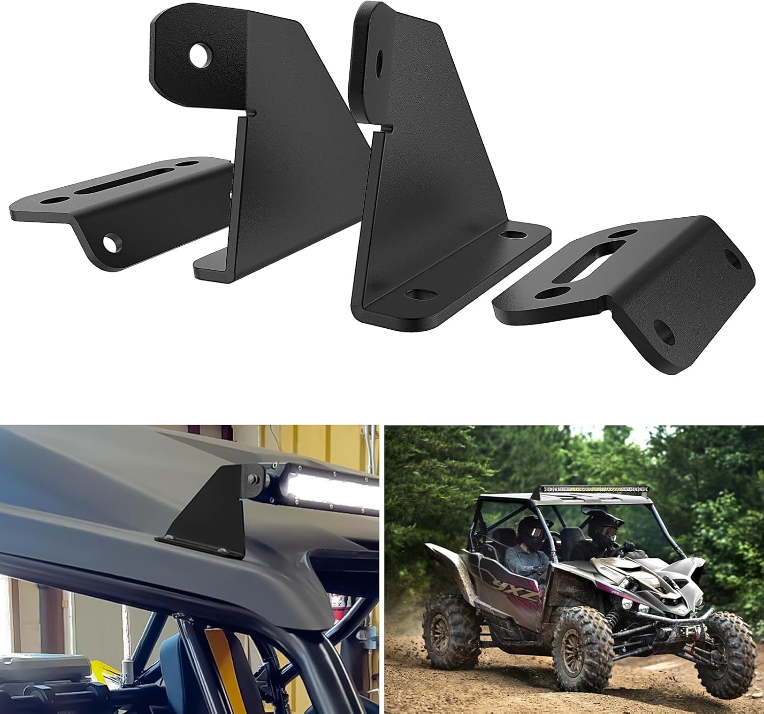 Light Bar Mounting Brackets for 40-42 Inch LED Straight Curved Lights UTV Roof Upper Windshield Compatible with Yamaha YXZ 1000 1000R Models 2016 2017 2018