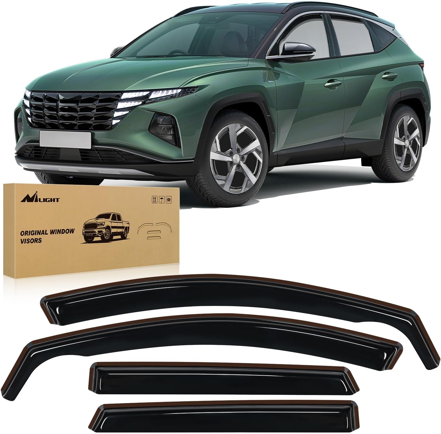 in-Channel Window Visors for Hyundai Tucson 2022-2026 Short Rear Window Version Only, Not for US/Canada Long-Wheelbase Models, Smoke Vent Deflectors, 4PCS