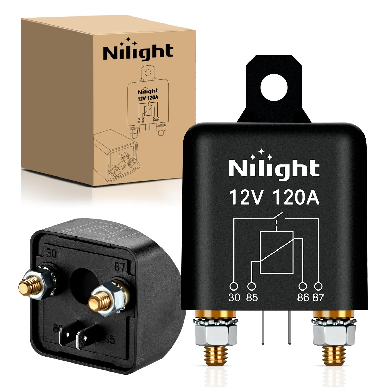 120A Starter Relay 4 Pin Split Relays Switch 12V Continuous Heavy Duty SPST High Current 4 Terminal Car Starter On Off Control for Automotive Car Truck RV Camper