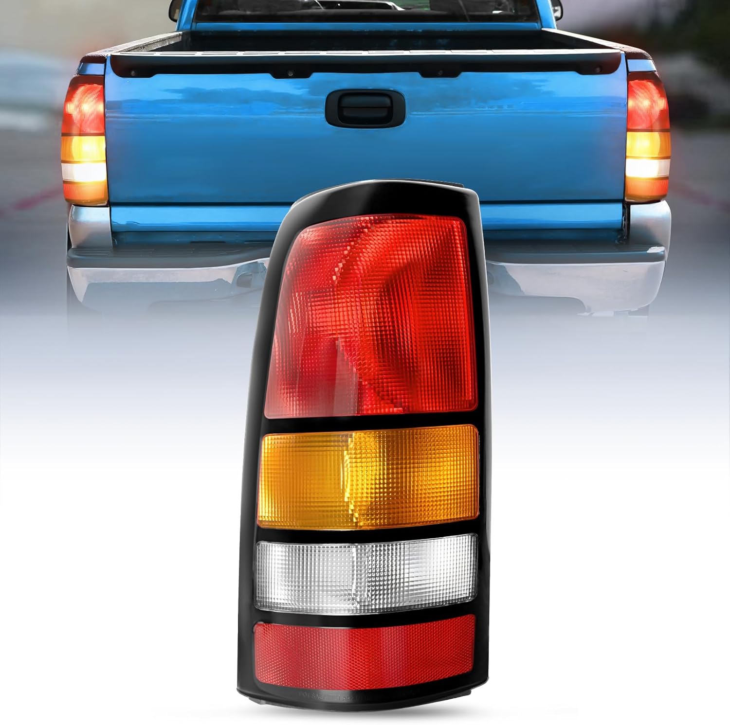 Taillight Assembly Compatible with 1999 2000 2001 2002 2003 2004 2005 2006 GMC Sierra 1999-2002 Chevy Silverado Fit Fleetside Tail Rear Light OE Style Driver Side Black Border