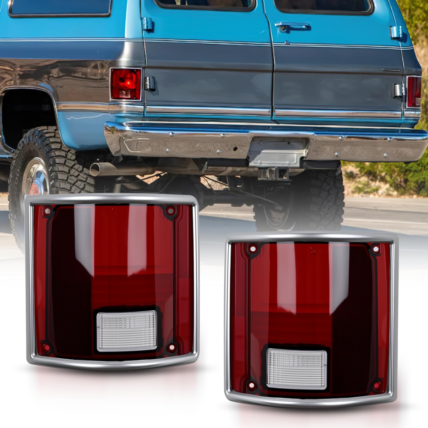 Taillight Assembly Compatible with 1973 73 74 75 76 77 78 79 1980 81 82 83 84 85 85 86 87 88 89 1990 1991 Chevy C10 GMC C/K Suburban Blazer Jimmy Tail Lights Rear Driver and Passenger Side