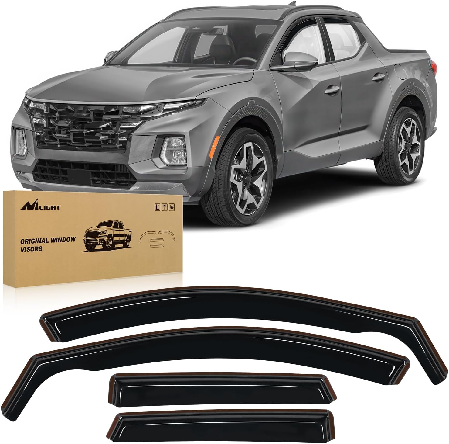 Vent Window Visors for Hyundai Santa Cruz 2022 2023 2024 2025 2026,Inside Mount Rain Guards, Smoke Tinted Window Deflectors, Wind & Rain Protection-4PCS