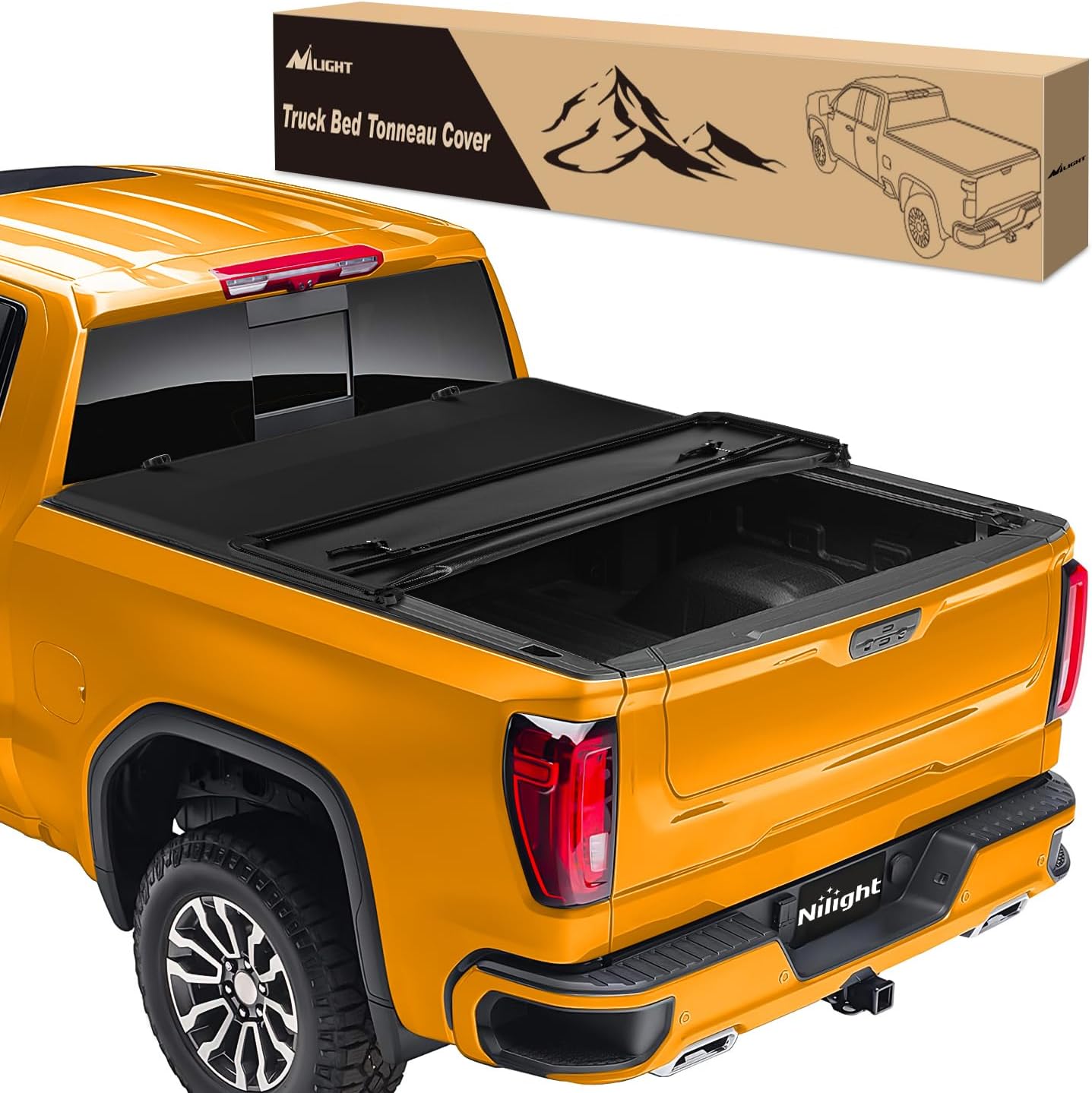 Soft Tri-fold Truck Bed Tonneau Cover Compatible with Chevy Silverado 1500/GMC Sierra 1500 2007-2026-5.9ft