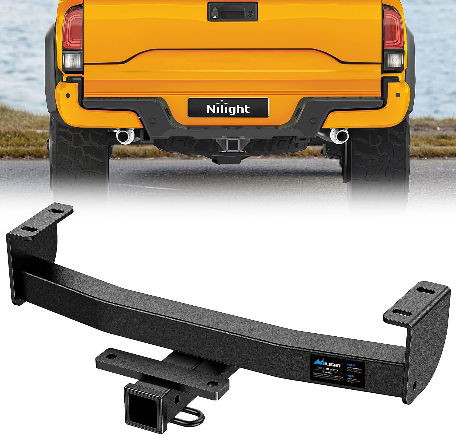 Class 3 Trailer Hitch 2 Inch Receiver Tow Hitch Compatible with Toyota Tacoma 2016 2017 2018 2019 2020 2021 2022 2023 Black Powder Coated
