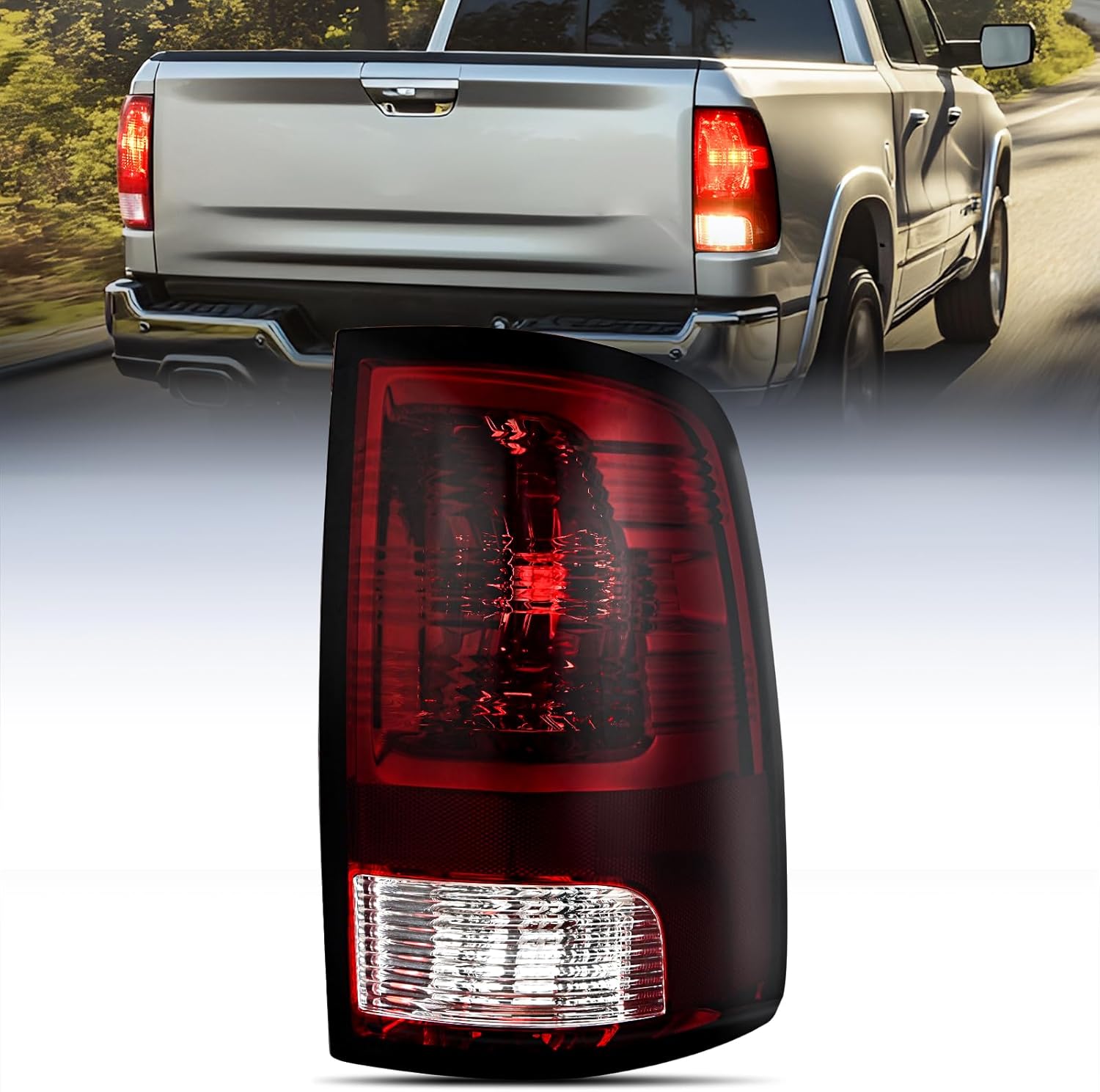 Taillight Assembly Compatible with 2009 2010 2011 2012 2013 2014 2015 2016 2017 2018 Dodge Ram 1500 2500 3500 2019 2020 2021 Classic Rear Lamp OE Style Passenger Side Dark Red