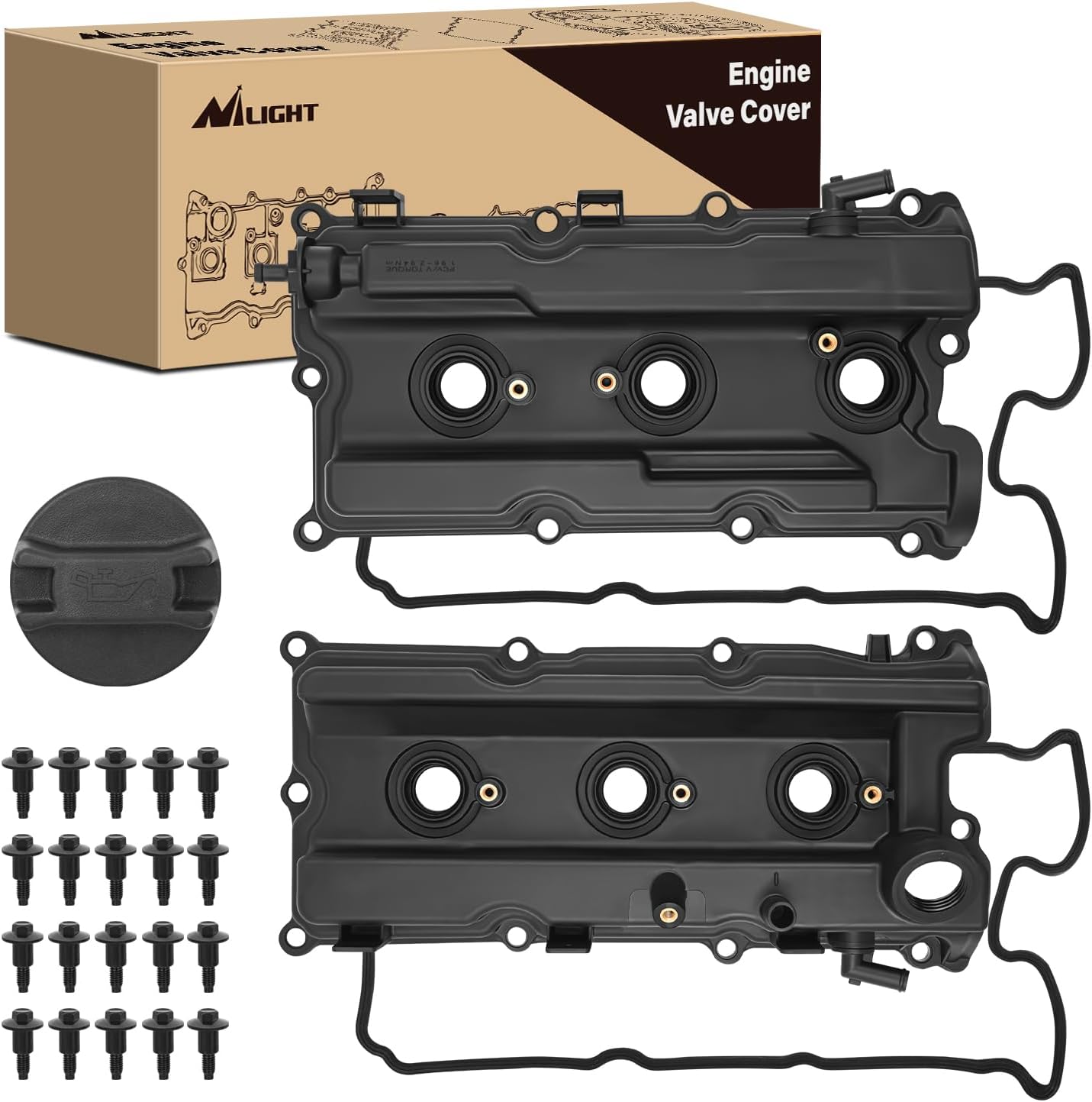 Pair Engine Valve Cover for Nissan Frontier 2005-2019, NV1500 NV2500 NV3500 2012 2013 2014 2015 2016 2017 2018 2019, Pathfinder 2005 2006 2007 2008 2009 2010 2011 2012, Xterra 2005-2015