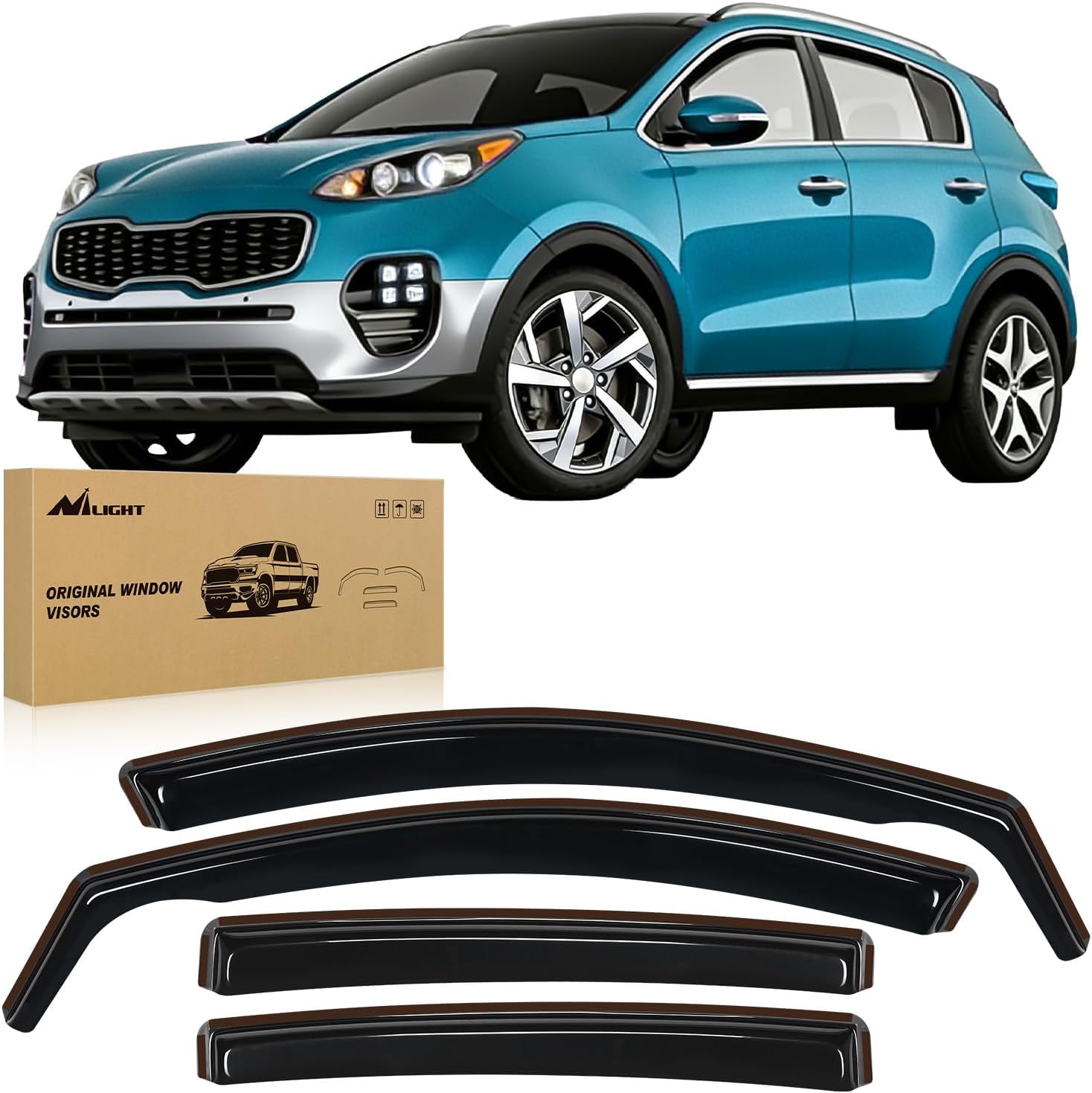 in-Channel Rain Guards for Kia Sportage 2017 2018 2019 2020 2021 2022, Vent Window Visors, Original Window Deflectors-4PCS