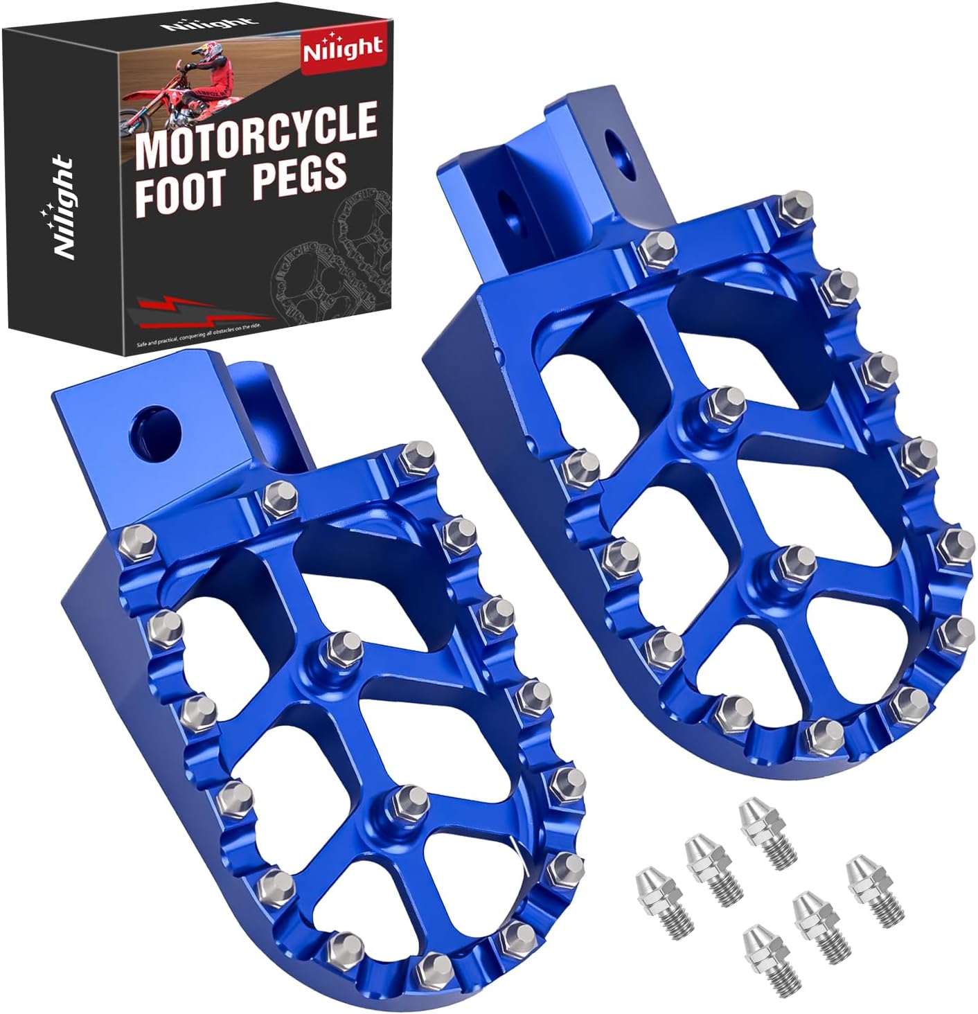 Motorcycle Foot Pegs Dirt Bike Footpegs Fit for Yamaha PW50 1981-2021 PW80 1983-2006 Y-ZINGER 1985-2001 TW200 1987-2021 CNC Foot Pegs for Motorcycles Heavy Duty Foot Rests Peg Pedal, Blue