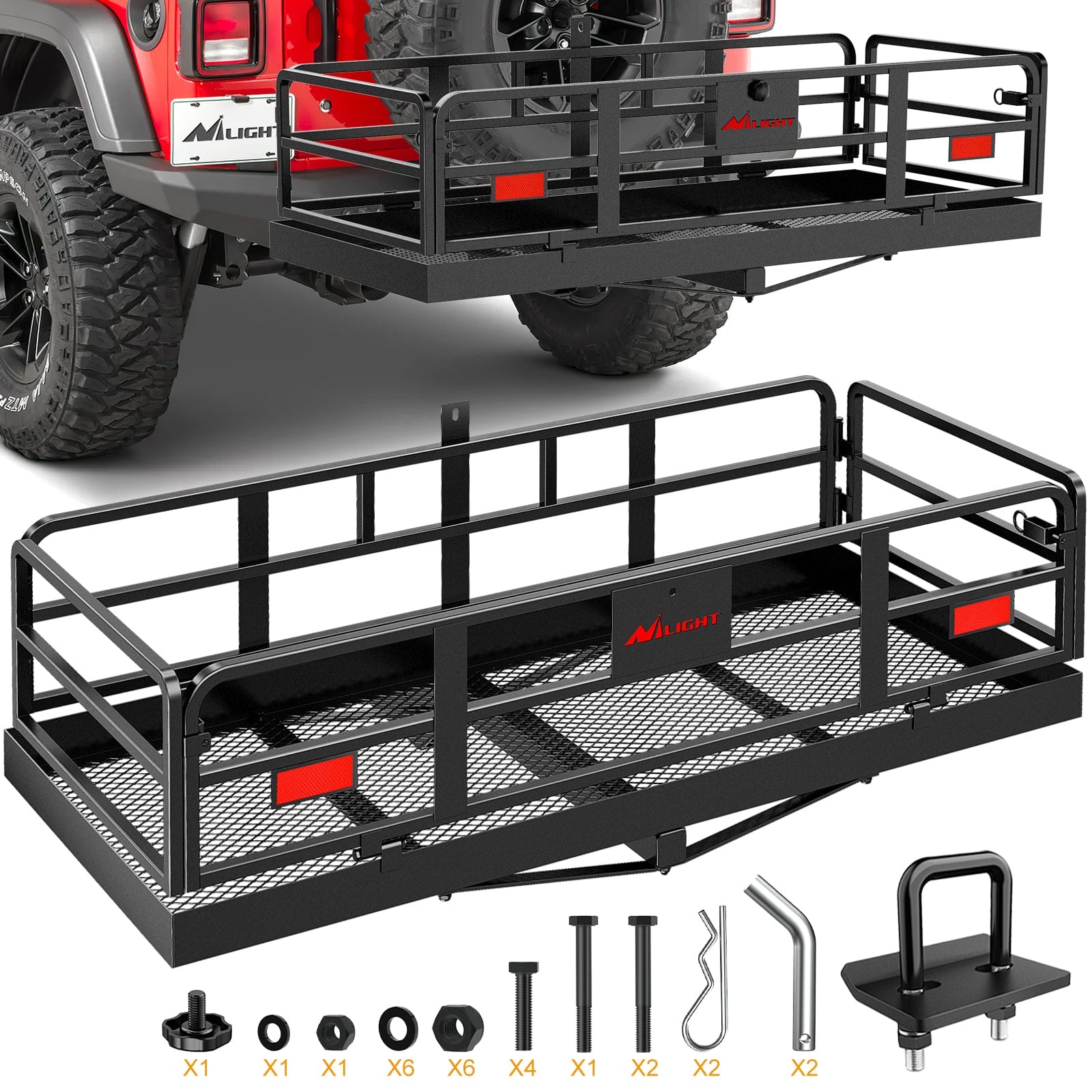 60 x 24 x 14.4 Inch Hitch Cargo Carrier with Hitch Stabilizer