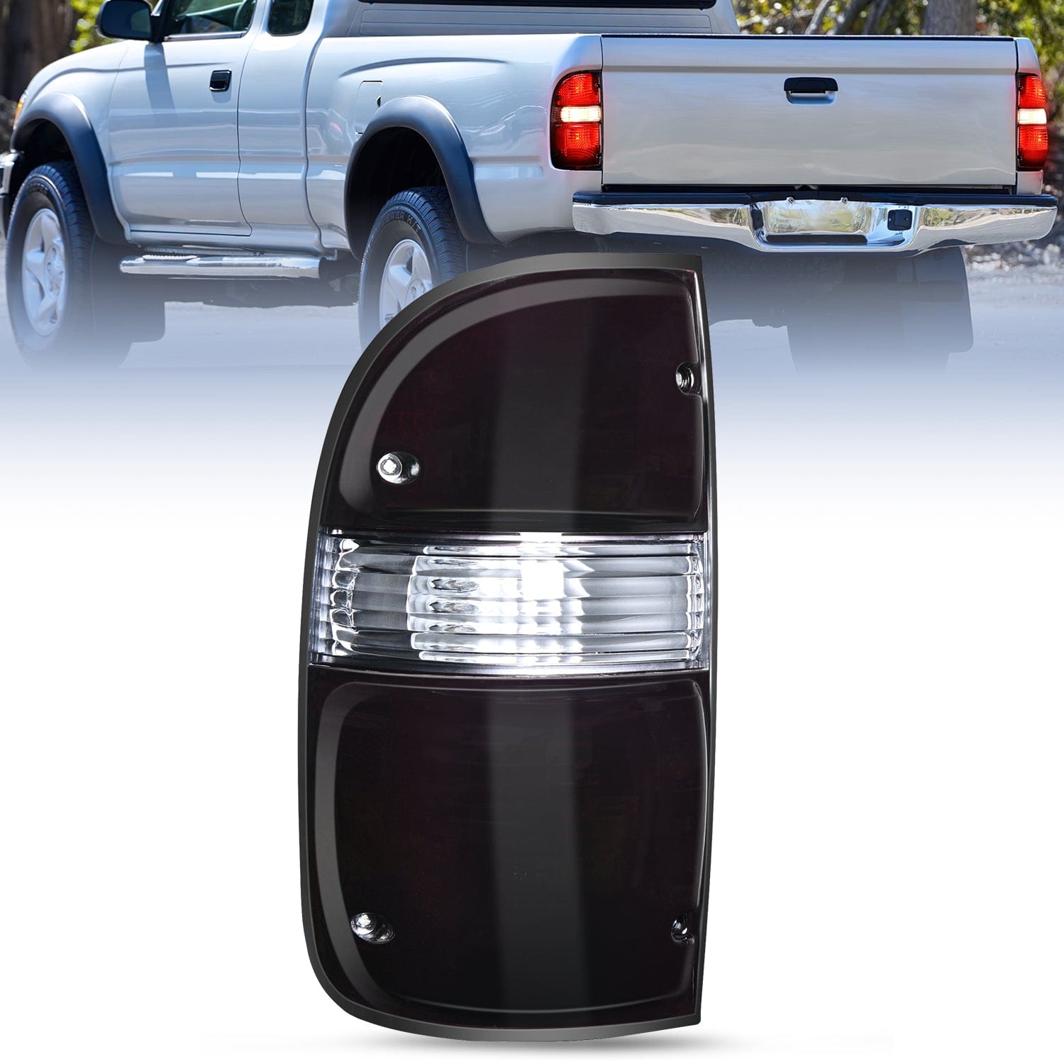 Taillight Assembly Compatible with 2001 2002 2003 2004 Toyota Tacoma Rear Lamp Replacement with Dark Red Housing Tail Lights Driver Side