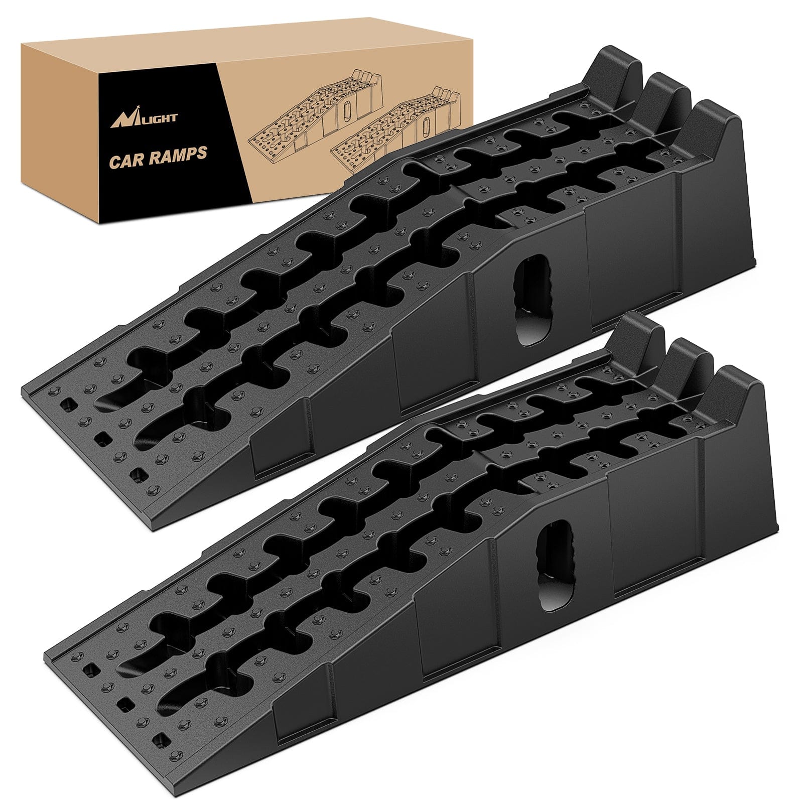 6.7Inch Lift Heavy Duty Truck Ramps 12000lb Capacity Portable Service Ramps (Pair)