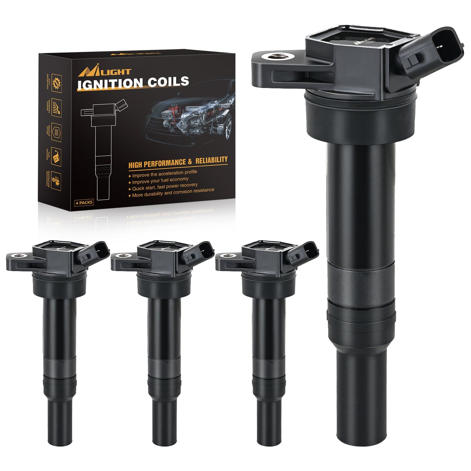 4pcs Ignition Coil Packs Fit UF651 for Hyundai KIA 2011 2012 2013 2014 2015 2016 2017 2018 2019 2020 Tucson Elantra Soul FORTE 1.8 2.0L OE# 5C1861 C1804 1788511 273002E000