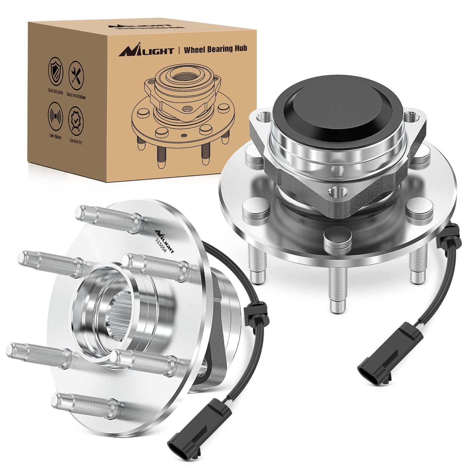 Front Wheel Hub Assembly for Chevy Sierra Silverado 1500 Avalanche Express 1999-2012, GMC Savana Sierra Yukon XL Cadillac Escalade2003-2005,6 Lugs with ABS Fits ONLY 2WD, OEM 515054