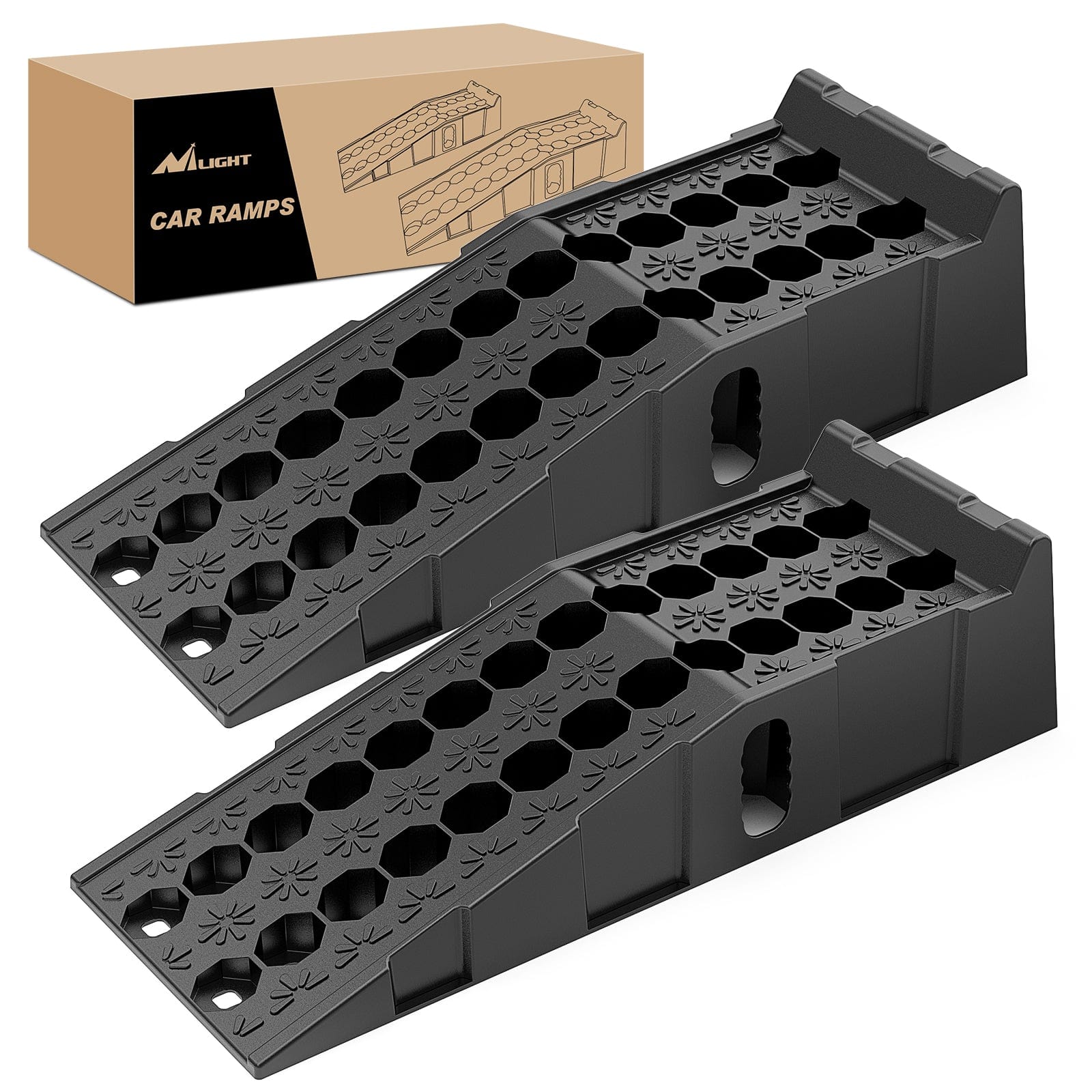 6.7Inch Lift Heavy Duty Truck Ramps 16000lb Capacity Portable Service Ramps (Pair)