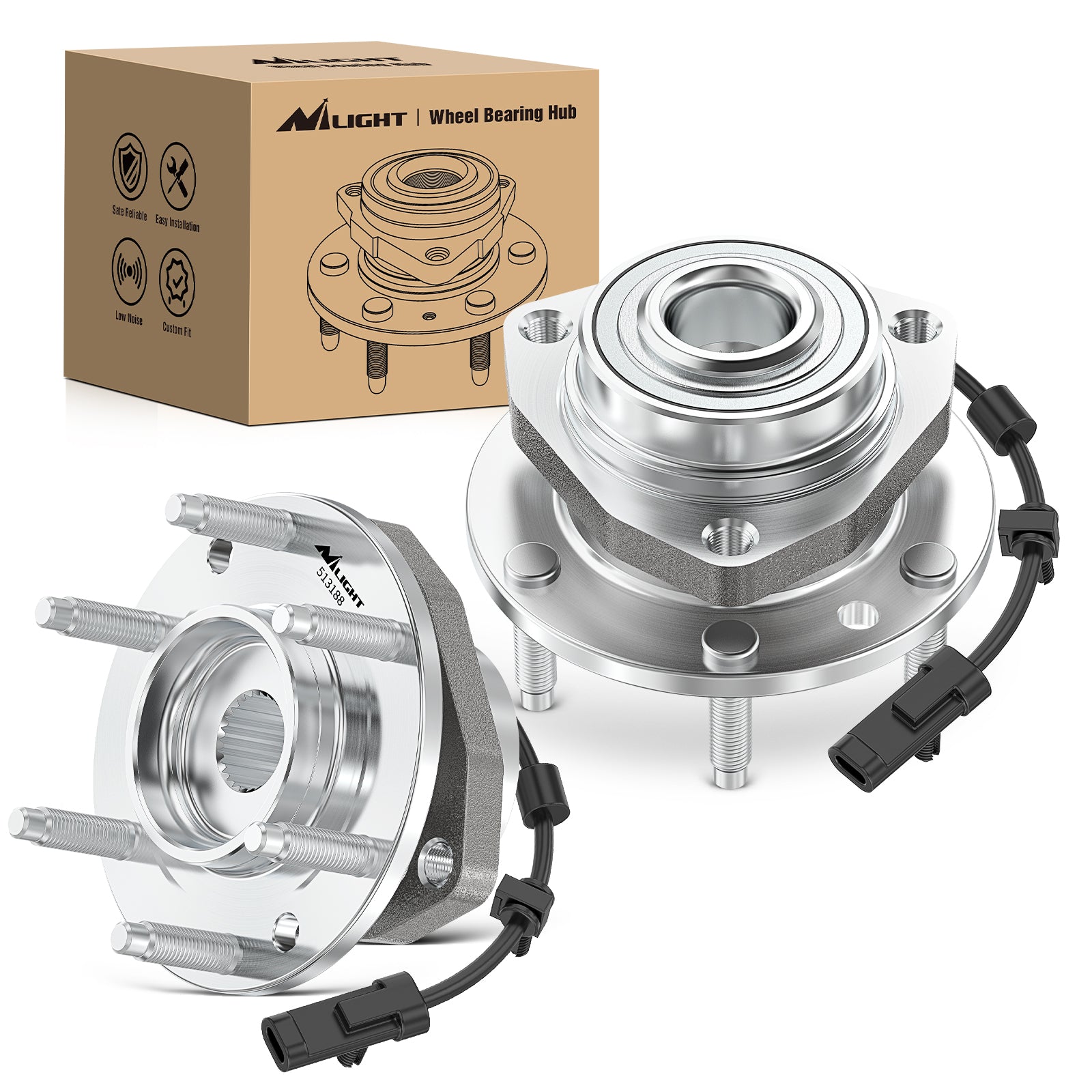 Front Wheel Hub and Bearing Assembly for Chevrolet Malibu 2004-2006 2007-2011 2012, HHR & Cobalt 2008-2010, Pontiac G6 2005-2010, Saturn Aura 2007-2009 with ABS & 5-Lug, OEM 513214