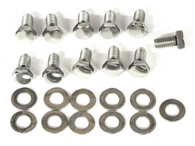 Transmission Oil Pan Mounting Kit, Polished Stainless Steel Hex Head Bolts