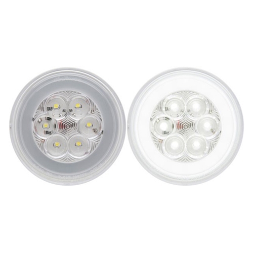 Optronics GloLight 4 Inch Round Clear back-up light, recess mount, standard 2-pin connection - BUL101CBK