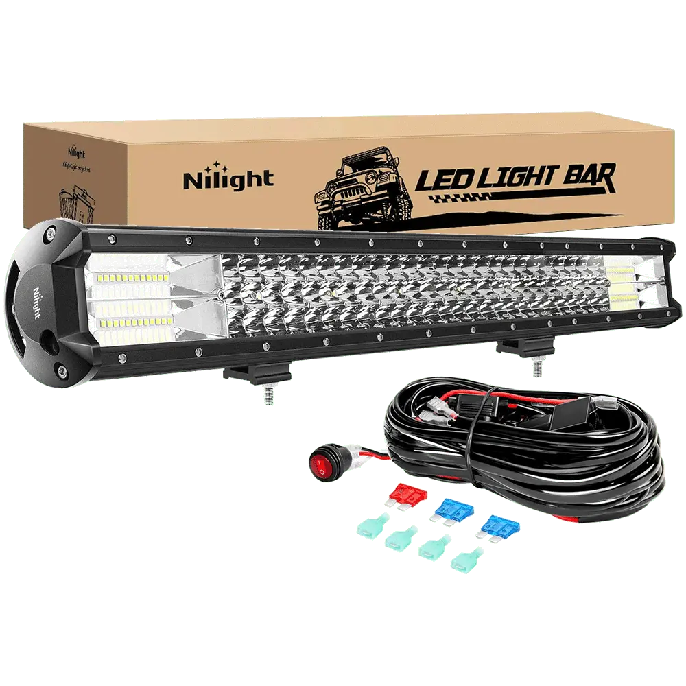 Offroad Truck Led Light Bar 26 Inch Triple Row Combo Beam Wiring Harness Kit Roof Grille Bumper Hood Driving Fog Lights For Jeep UTV ATV Boat Pickup
