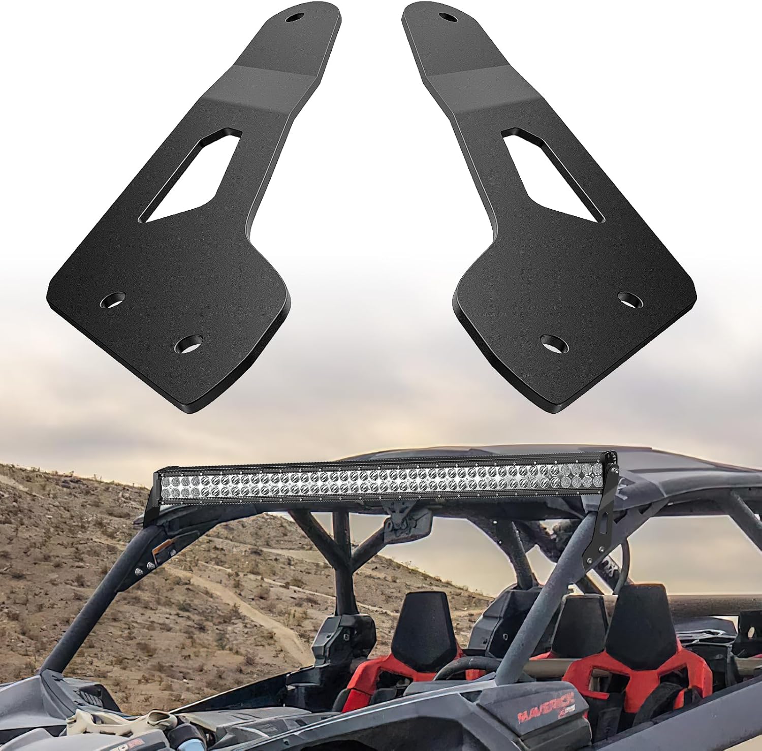 Light Bar Mounting Brackets for 50 Inch Straight Lights UTV Roof Upper Windshield Compatible with Can-am Maverick X3 MAX DS RS MR Turbo R 2017 2018 2019 2020 2021 2022 2023 2024