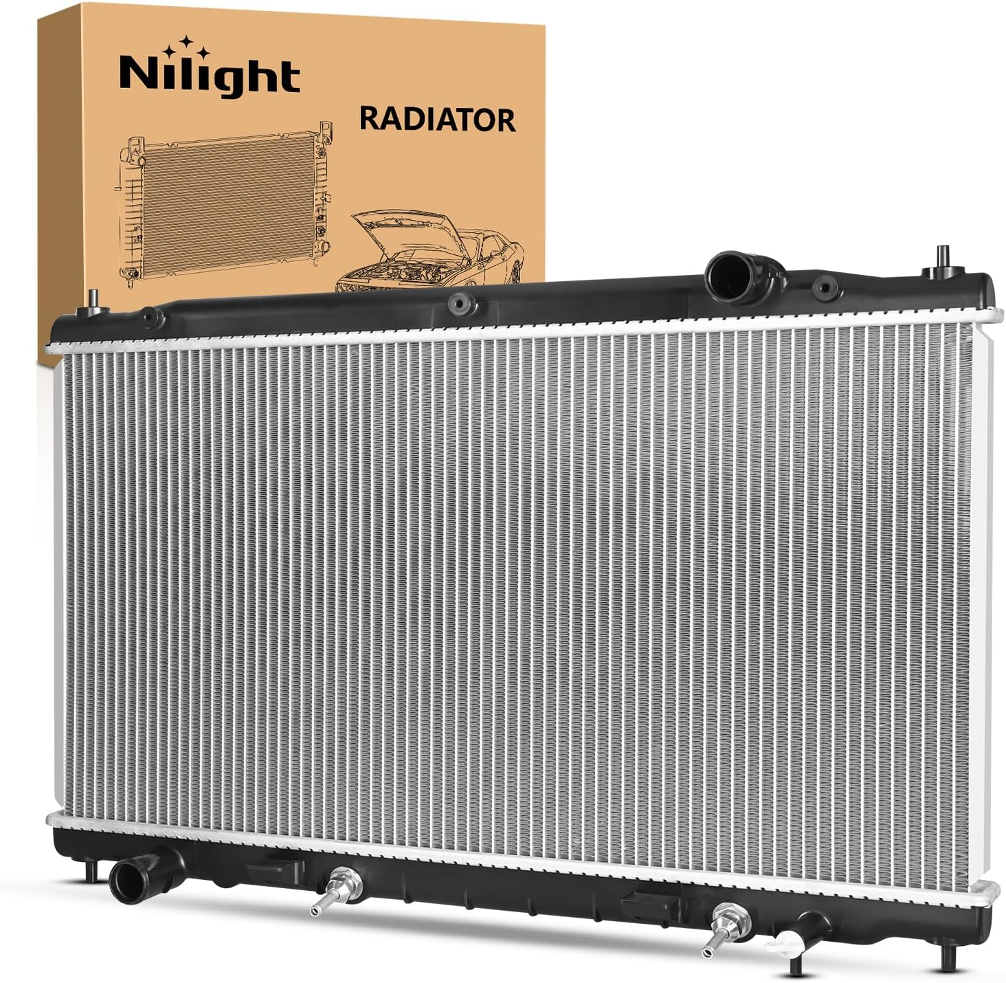 Radiator for Infiniti Q50 V6 3.5L 3.7L 2014 2015 2016 2017 2018, Engine Coolant Radiator Assembly with Transmission Oil Cooler replace# 214104GA5A, 214604GB5A