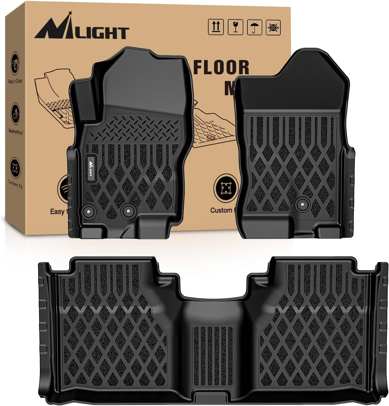TPE Floor Mats for Nissan Frontier King Cab 2009 2010 2011 2012 2013 2014 2015 2016 2017 2018 2019 2020 2021 All Weather Custom Fit Heavy Duty Floor Liners
