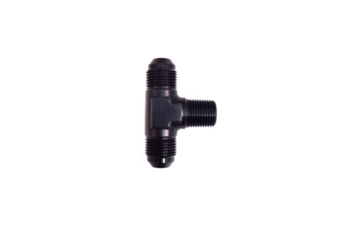 RaceFlux 1/8'' NPT to 2x -3AN Male Branch Tee Fitting