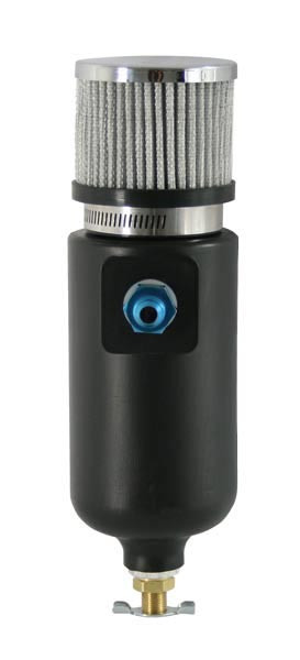 Moroso 85406 Plastic Breather Tank - Black - Filtered - 6AN Male Fitting - 1 Qt