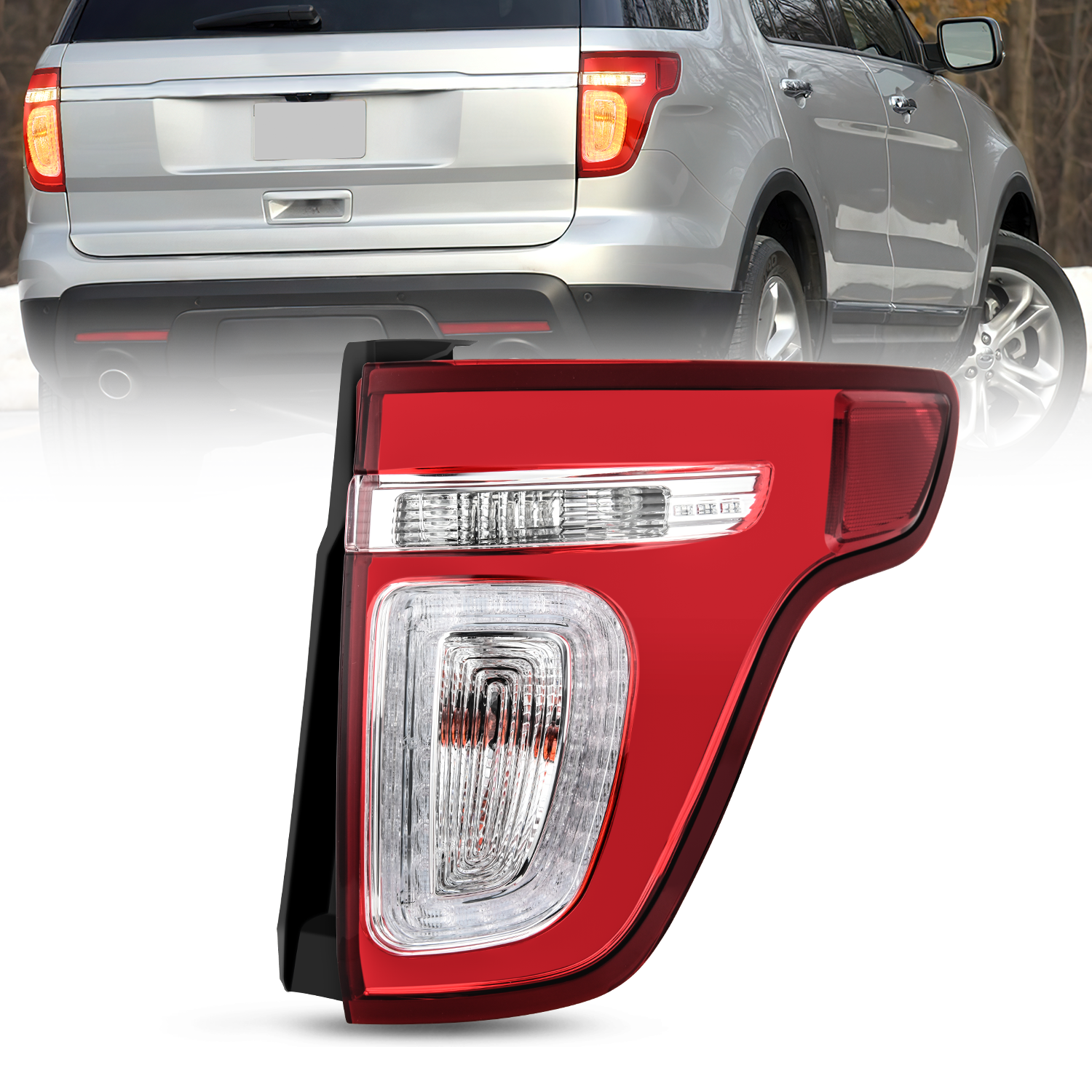 Taillight Assembly Compatible with 2011 2012 2013 2014 2015 Ford Explorer Rear Lamp Replacement OE Style LED and halogen bulbs Passenger Side