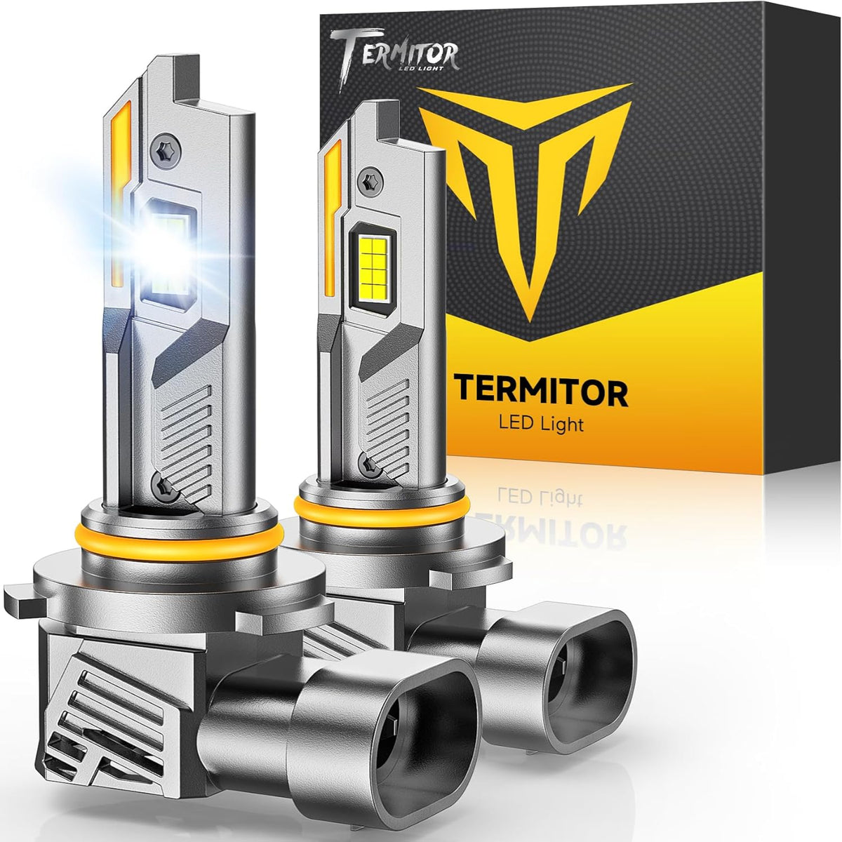 Termitor 9012 HIR2 LED Bulbs, 800% Super Bright 6500K Mini Size 2-Pack