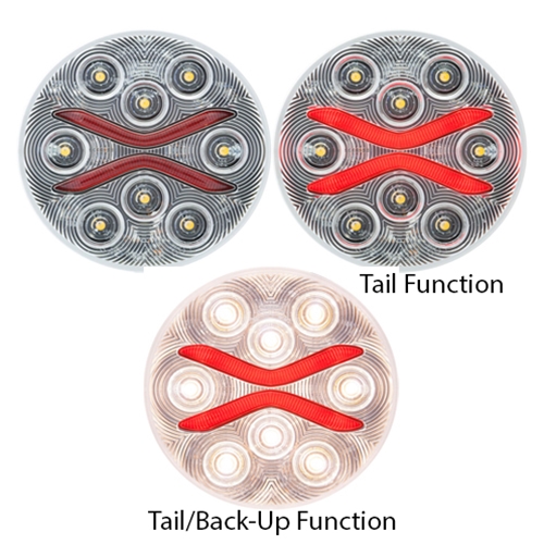 Optronics Light Guide ™ 4 Inch 4 Inch Clear back-up light with red auxiliary tail function, PL-3 connection - BUL603CRBK