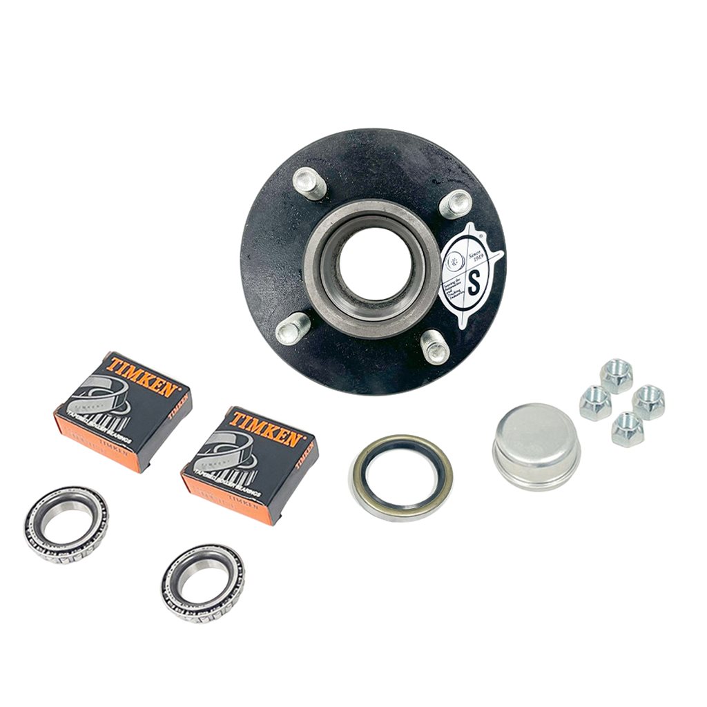 TruRyde BT9 4-4" Trailer Hub with Parts including Timken Bearings for a 2,000 lbs. Trailer Axle - BT1219E-TK