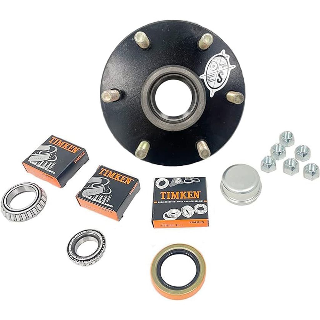 TruRyde 6-5.5" Bolt Circle Trailer Hub with Parts including Timken Bearings for a 3,500 lbs. Trailer Axle - 655LB1E-TK