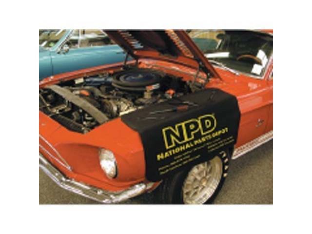 Fender Cover, "Hold All", black w/ yellow lettering, incl *NPD*, *NATIONAL PARTS DEPOT* and our four locations