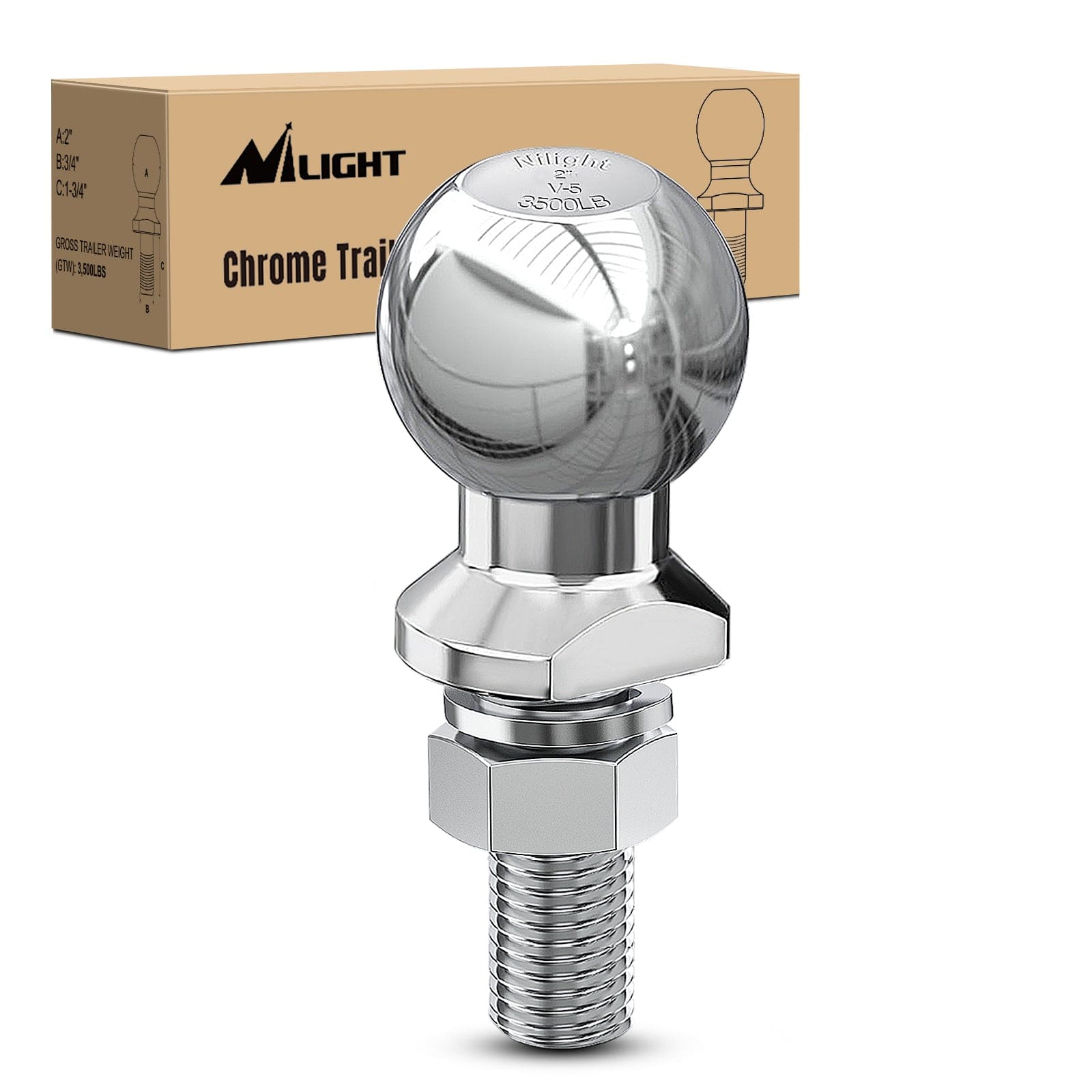 2-Inch Diameter Chrome Trailer Hitch Ball