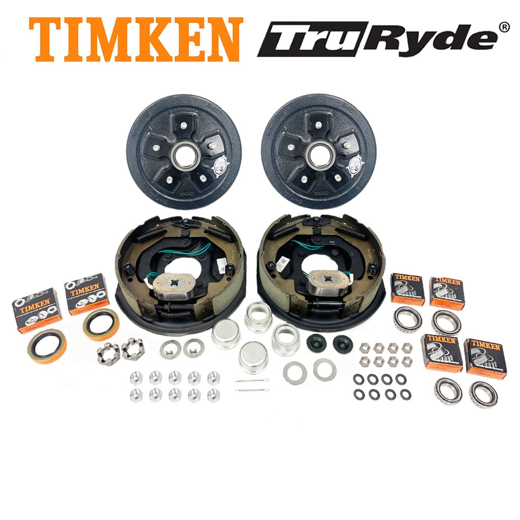 5-5.5" Bolt Circle 3,500 lbs. TruRyde Trailer Axle Electric Brake Kit with Timken Bearings - BK555ELE-TK