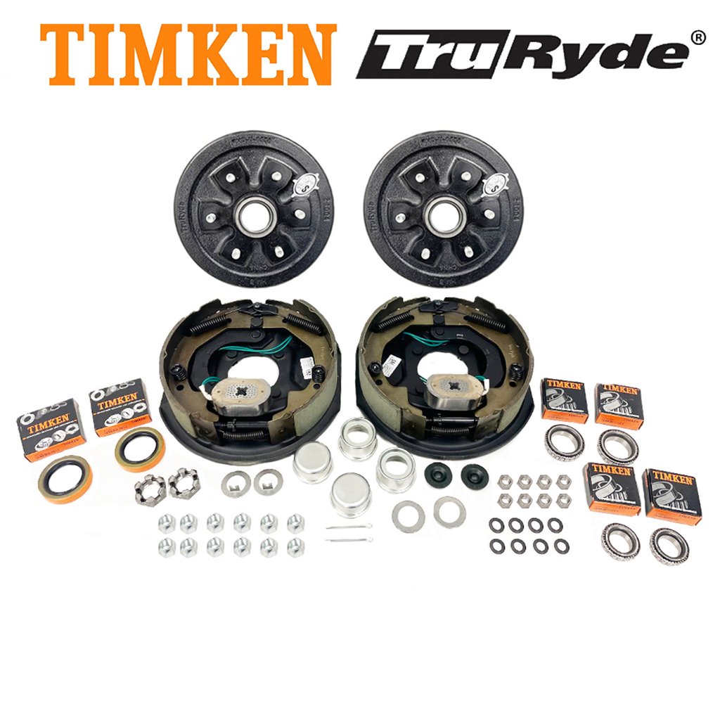 6-5.5" Bolt Circle 3,500 lbs. TruRyde Trailer Axle Electric Brake Kit with Timken Bearings - BK655ELE-TK