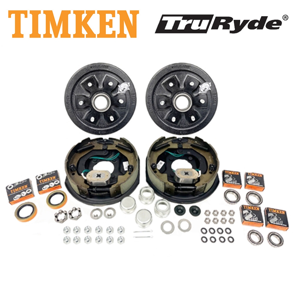6-5.5" Bolt Circle 4,400 lbs. TruRyde Trailer Axle Electric Brake Kit With Timken Bearings - BK655ELE-44K-TK