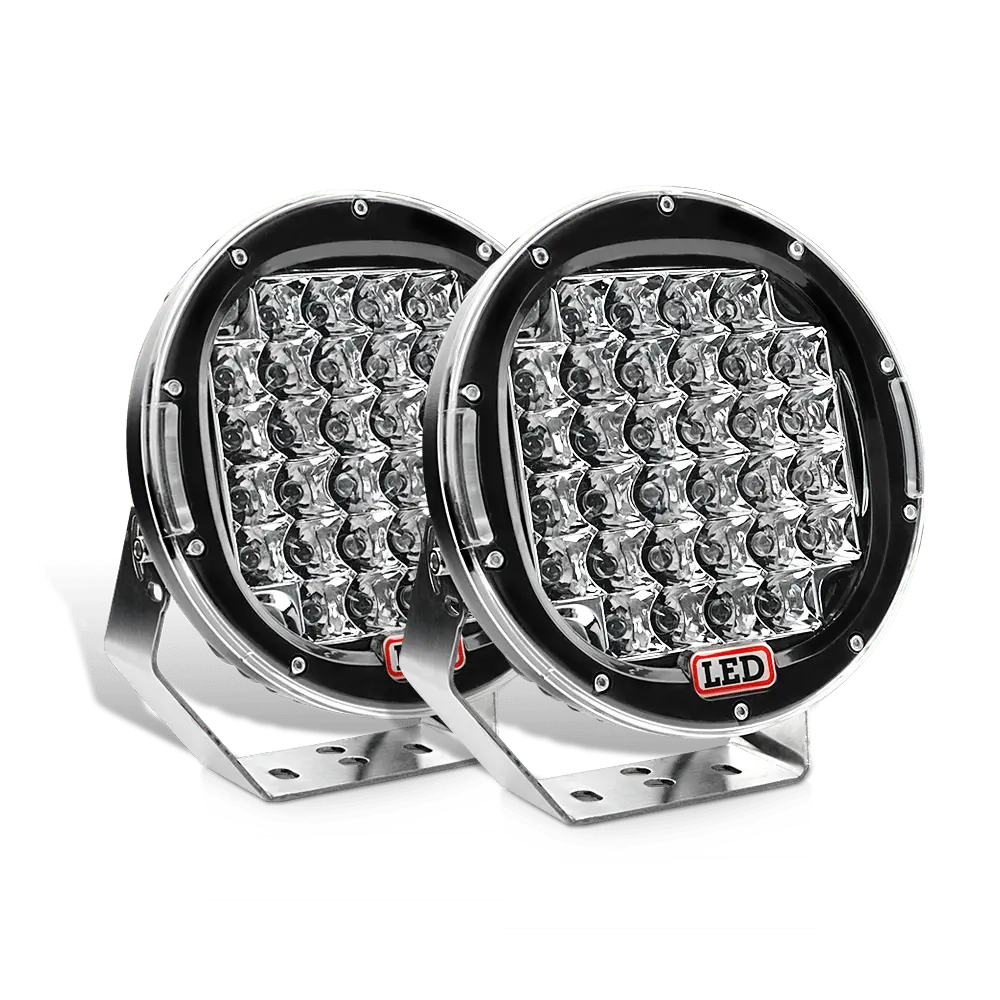 2 Pcs 9-Inch Round 96W Spot LED Work Light (Black)