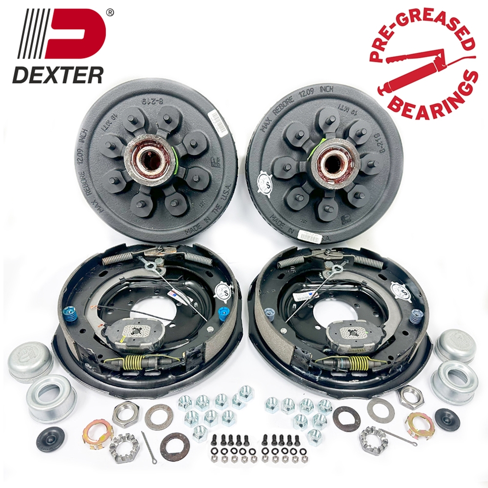 Dexter Pre-Greased Easy Assemble 8 on 6.5" Hub and Drum 1/2" Studs Nev-R-Adjust Electric Brake kit for 7,000 lbs. Trailer Axle - PGBK42865ELEAUTO