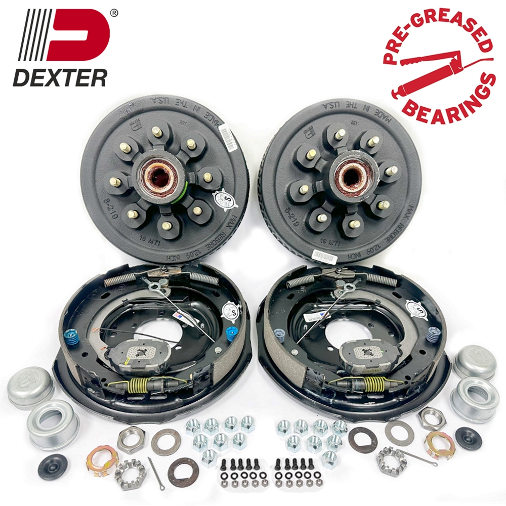 Dexter Pre-Greased Easy Assemble 8 on 6.5" Hub and Drum 9/16" Studs Nev-R-Adjust Electric brake kit for 7,000 lbs. Trailer Axle - PGBK42865ELEAUTO916