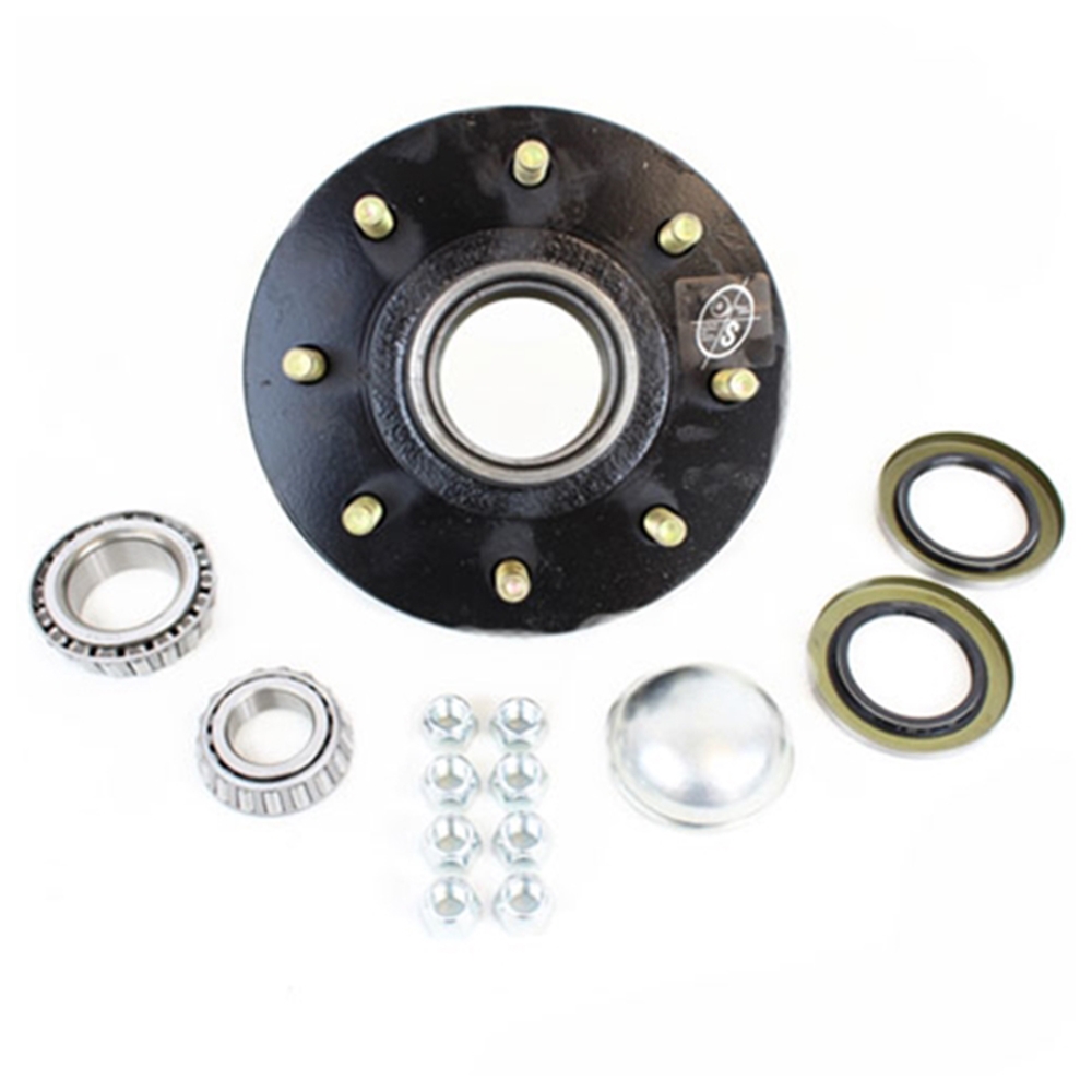 TruRyde 8-6.5" Bolt Circle 9/16" Studs Trailer Hub with Parts for a 7,000 lbs. Trailer Axle - 42865LB1E-916